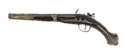 Greek or Ottoman Tin Alloy Gilt Flintlock Pistol