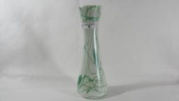 Imperial Free- Hand Vase 8" corsett vase w/ green hanging heart decoration