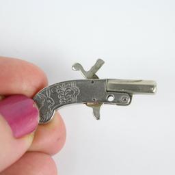Vintage Rare Mini Pistol 2mm Pinfire Watch Fob Berloque