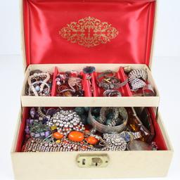 Ladies Jewelry Box Full of Costume Jewelry