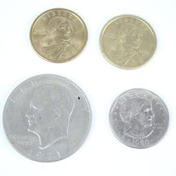 1971 Ike Silver Dollar 1980 Susan B Anthony Dollar 2003 & 2004 Sacagawea Dollars