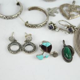 Group of Sterling Silver Jewelry Some Navajo 34 Grams