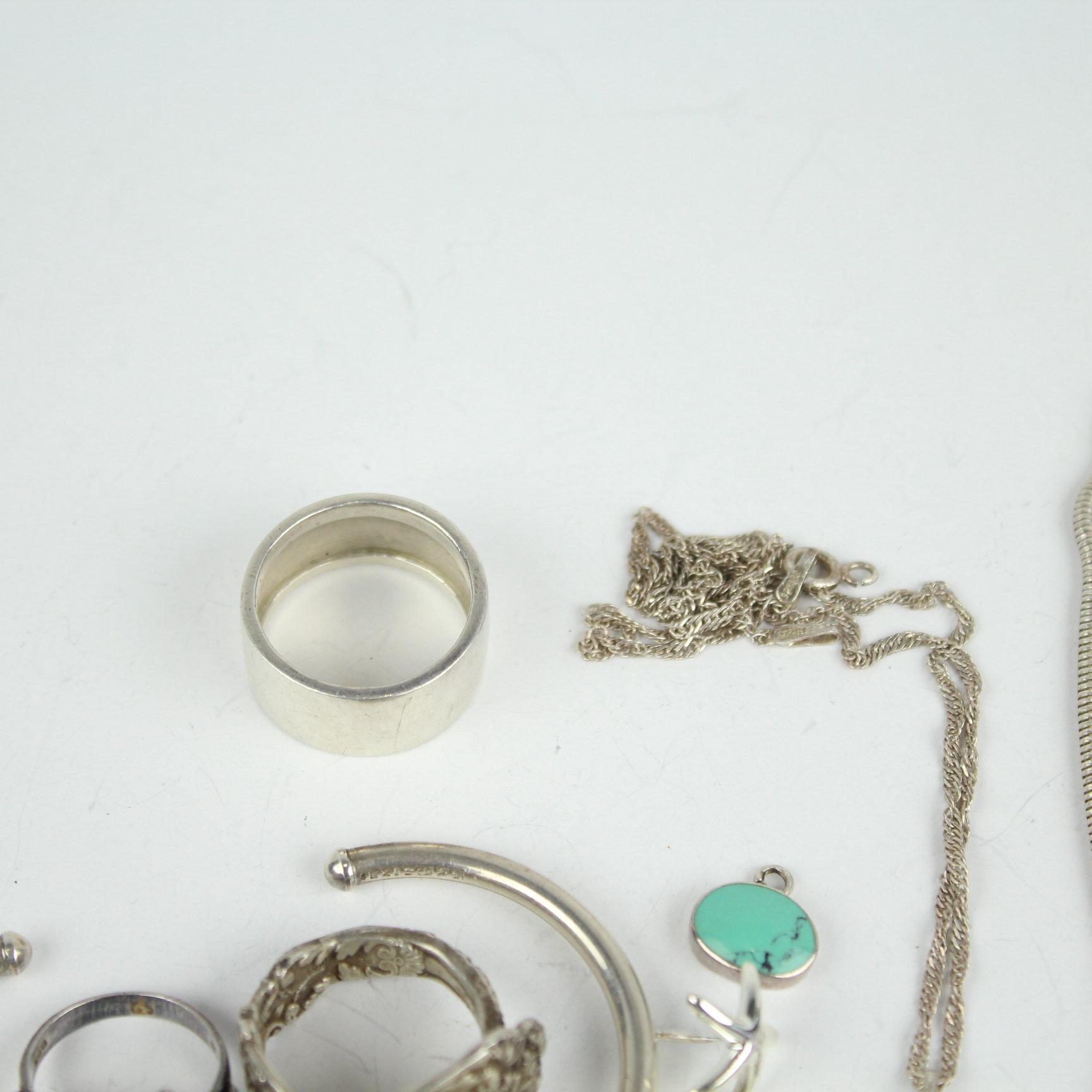 Group of Sterling Silver Jewelry Some Navajo 46 Grams