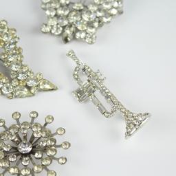 Ladies Clear Rhinestone Vintage Brooch Costume Jewelry Pin lot