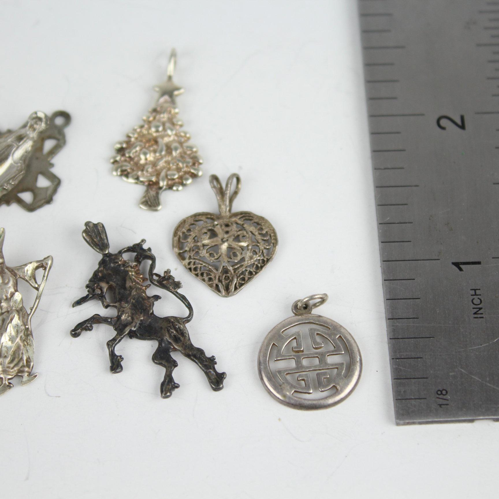 Group of Sterling Silver Charms or Pendants 12 Grams