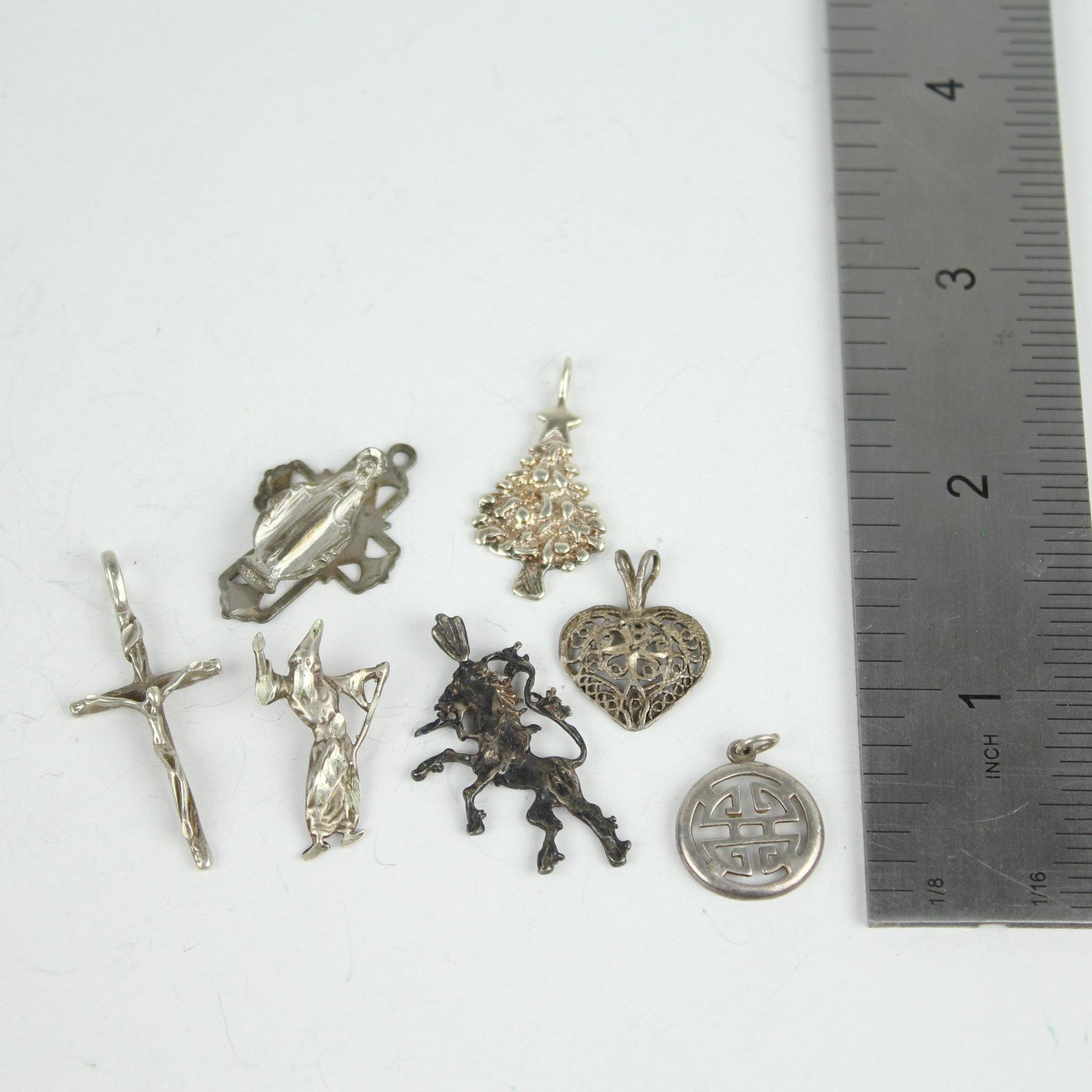 Group of Sterling Silver Charms or Pendants 12 Grams