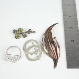 Group of Sterling Silver Pins Brooch Lot 21 Grams