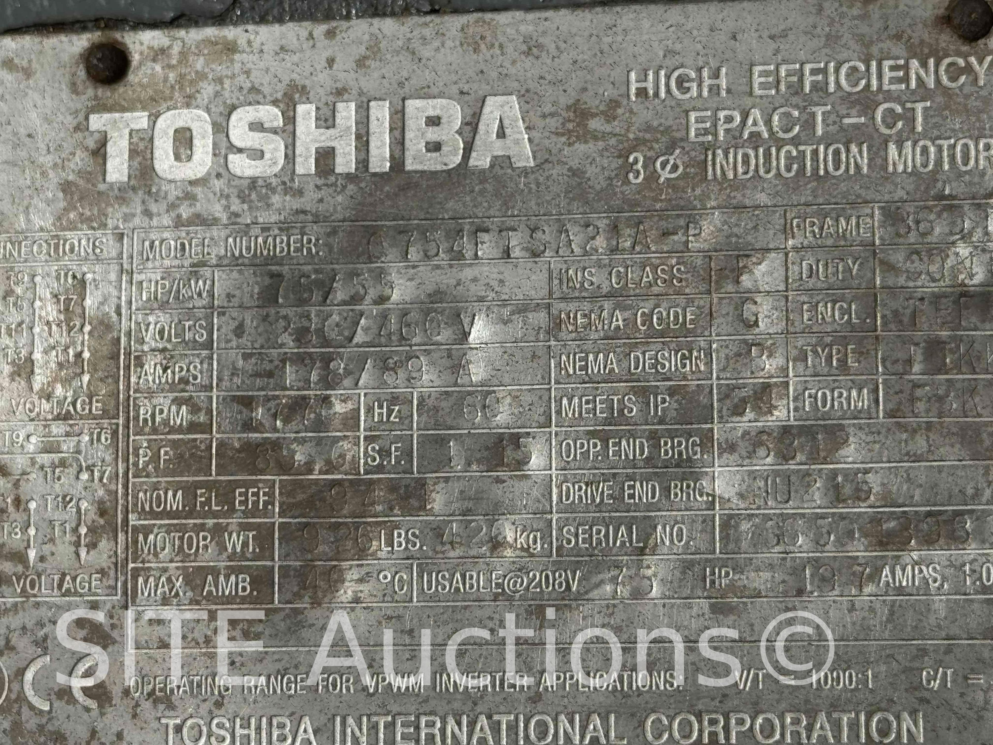 Toshiba 75HP Electric Motor - UNUSED