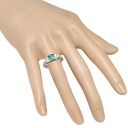 18K White Gold Setting with 0.68ct Emerald and 1.14ct Diamond Ring