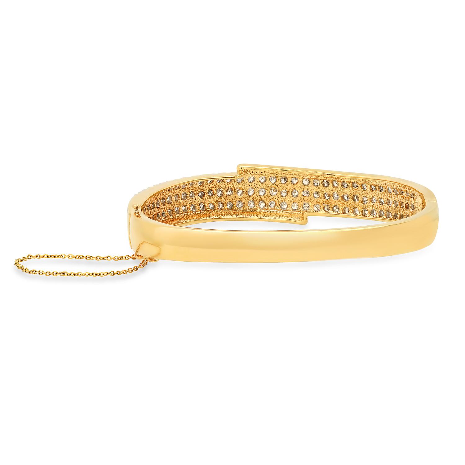 14K Yellow Gold Setting with 4.95ct Diamond Hinged Bangle Bracelet
