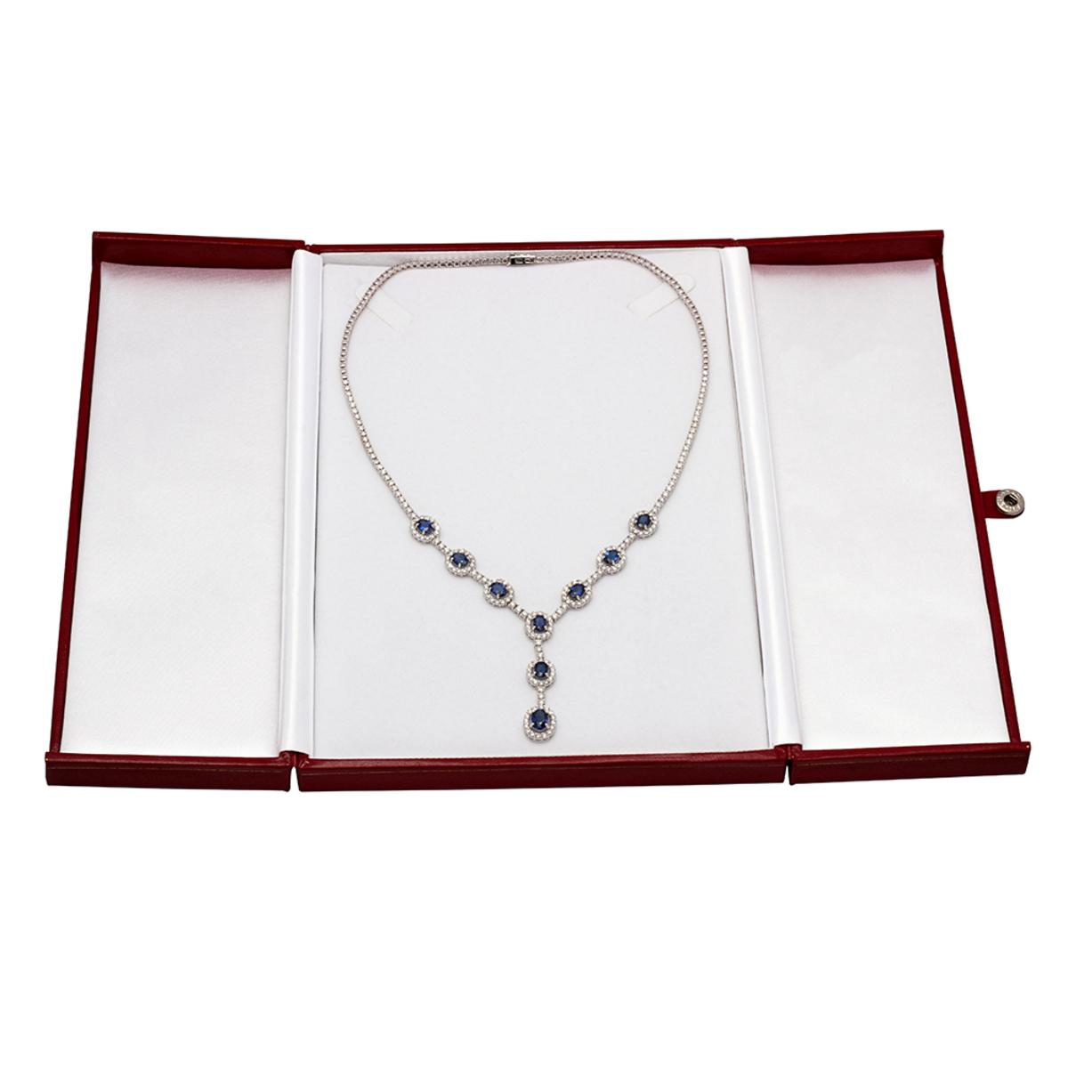 14k White Gold 5.16ct Sapphire 5.71ct Diamond Necklace