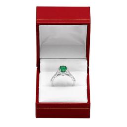14k White Gold 1.19ct Emerald 0.70ct Diamond Ring