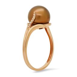 18K Rose Gold Setting with one 10.3mm Pearl and 0.12ct Diamond Ladies Ring