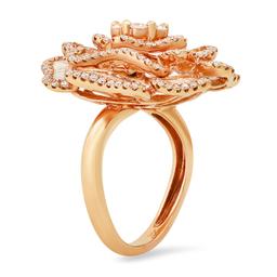 18K Rose Gold Setting with 2.91ct Diamond Ladies Flower Ring