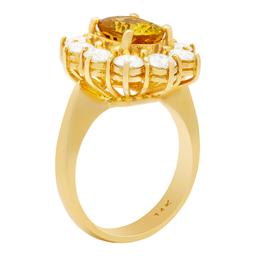 14k Yellow Gold 3.50ct Yellow Sapphire 2.18ct Diamond Ring