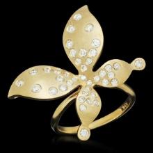 14K Yellow Gold 0.85ct Diamond Butterfly" Ring"