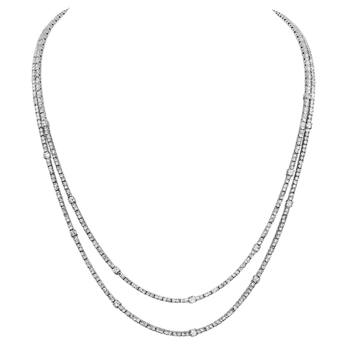 14k White Gold 10.97ct Diamond Necklace