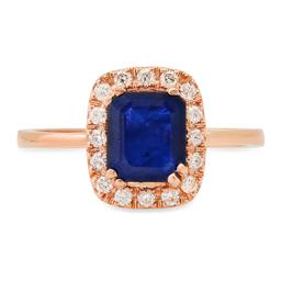 18K Rose Gold Setting with 1.21ct Sapphire and 0.24ct Diamond Ladies Ring