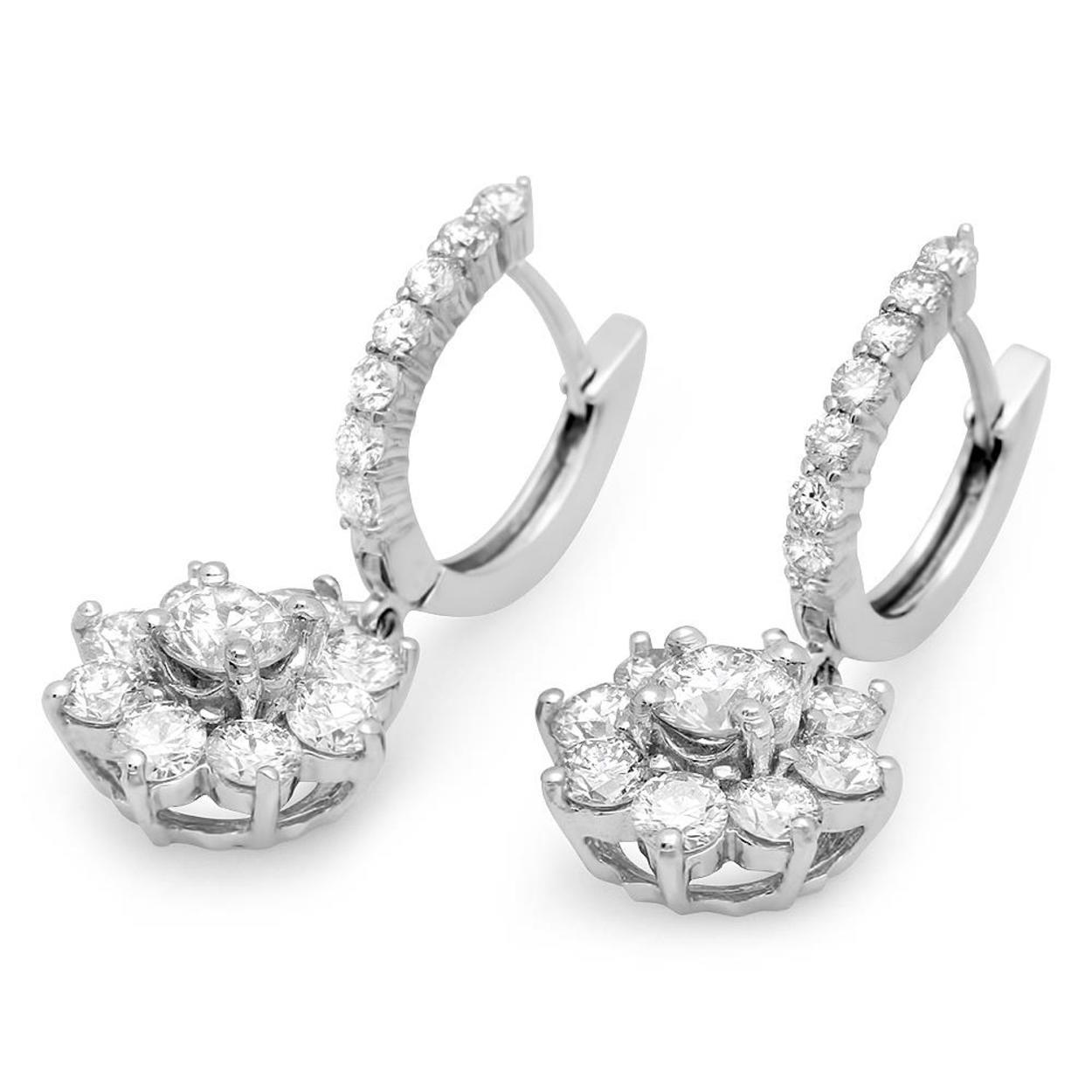 14K Gold 3.16cts Diamond Earrings