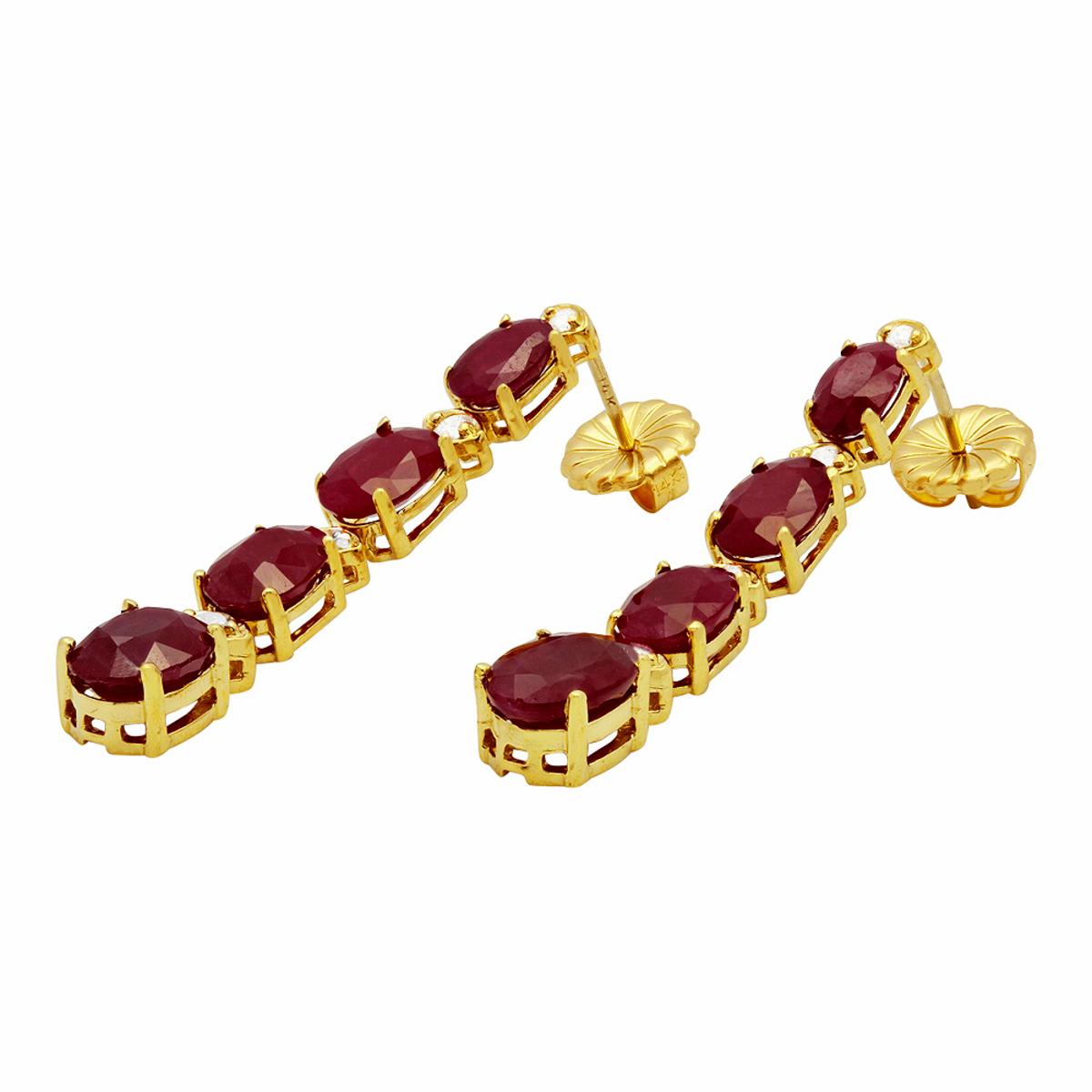 14k Yellow Gold 8.64ct Ruby 0.28ct Diamond Earrings
