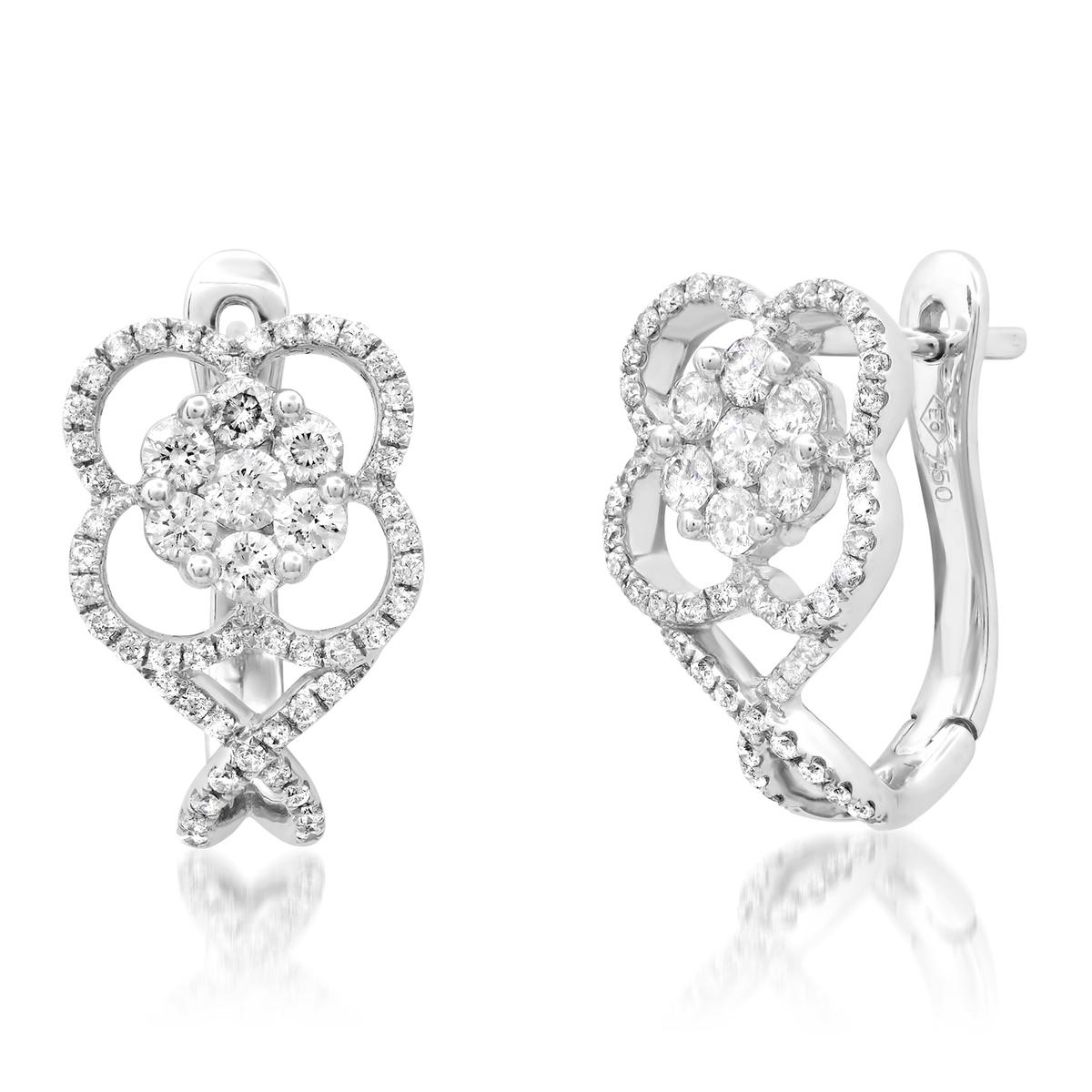 18K White Gold Setting with 1.12ct Diamond Earrings