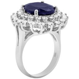 14k White Gold 7.16ct Sapphire 1.58ct Diamond Ring