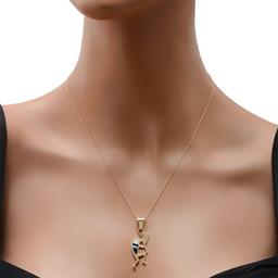 14K Yellow Gold Setting with Opal and Black Onyx Inlay Pendant with Chain