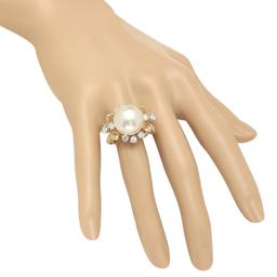 14K White and Yellow Gold 15mm South Sea Pearl and 2.4ct Diamond Ring