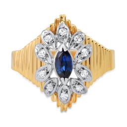 14K Yellow and White Gold Setting with 0.24ct Sapphire and 0.20ct Diamond Ladies Ring