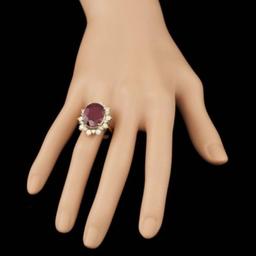 14K Yellow Gold 12.99ct Ruby and 1.83ct Diamond Ring