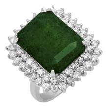 14k White Gold 11.46ct Emerald 1.90ct Diamond Ring