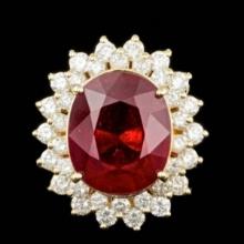 14K Yellow Gold 12.17ct Ruby and 1.92ct Diamond Ring