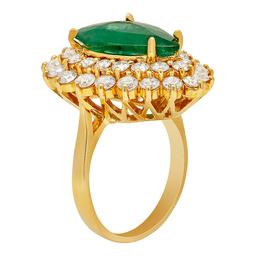 14k Yellow Gold 5.30ct Emerald 2.71ct Diamond Ring