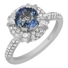 14k White Gold 1.75ct Sapphire 0.76ct Diamond Ring