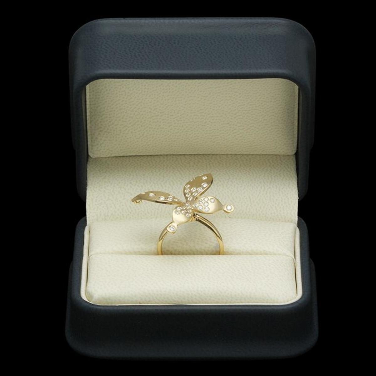 14K Yellow Gold 0.85ct Diamond Butterfly" Ring"