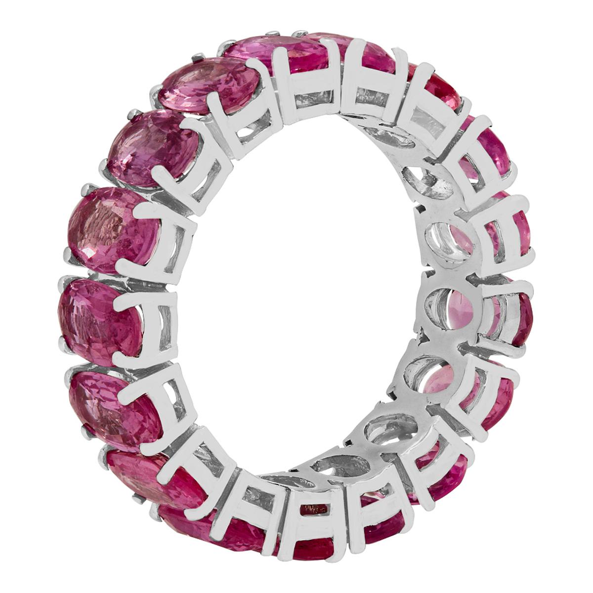 14k White Gold 12.11ct Pink Sapphire Eternity Band Ring