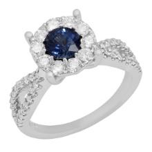 14k White Gold 1.00ct Sapphire 0.78ct Diamond Ring