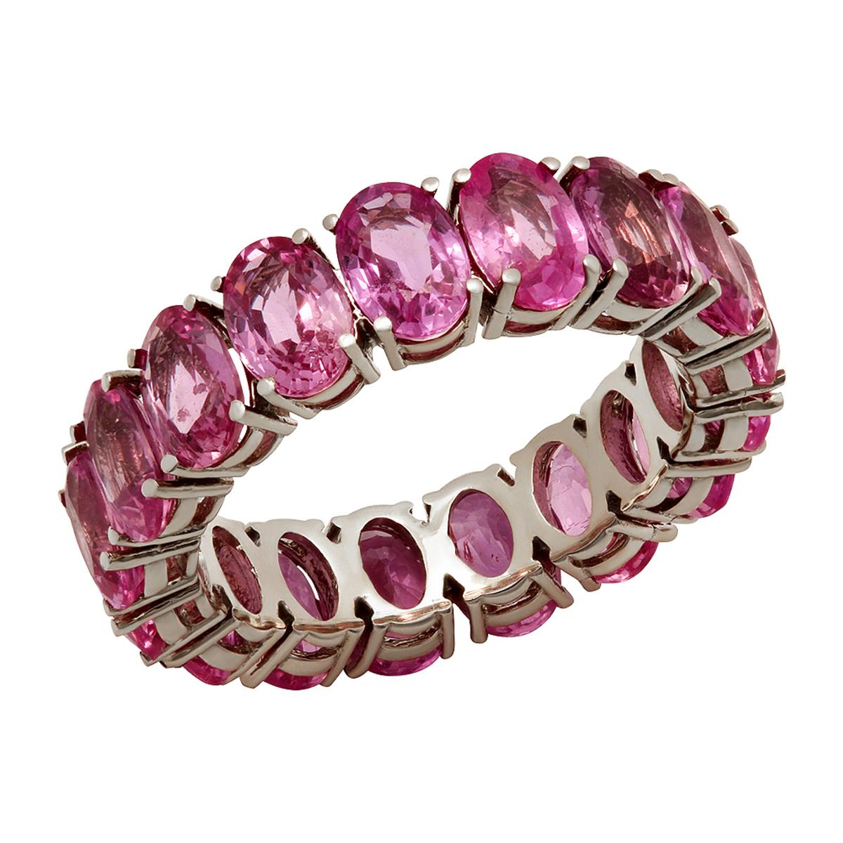 14k White Gold 10.16ct Pink Sapphire Eternity Band Ring