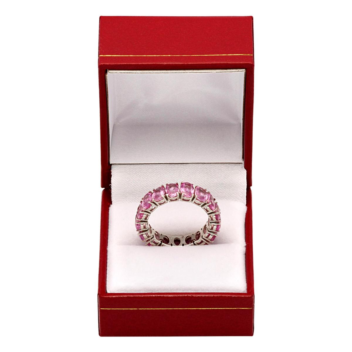 14k White Gold 10.04ct Pink Sapphire Eternity Band Ring