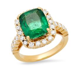 14K Yellow Gold 5.03ct Emerald and 1.00ct Diamond Ring