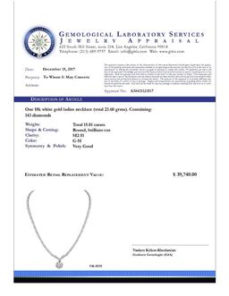14k White Gold 15.81ct Diamond Necklace