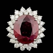 14K White Gold 10.77ct Ruby and 1.82ct Diamond Ring