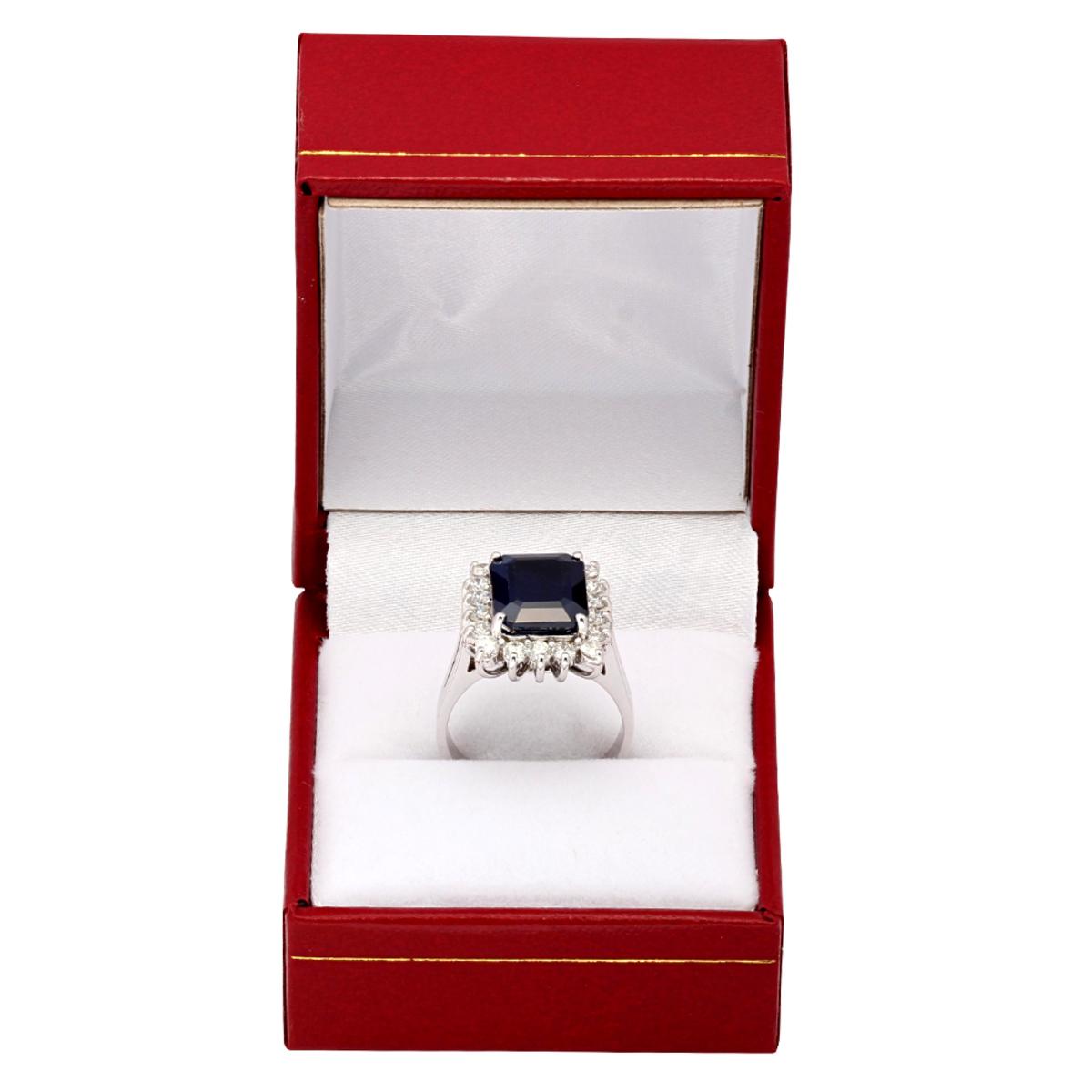 14k White Gold 5.05ct Sapphire 0.91ct Diamond Ring