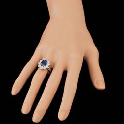 14K White Gold 3.21ct Sapphire and 2.07ct Diamond Ring
