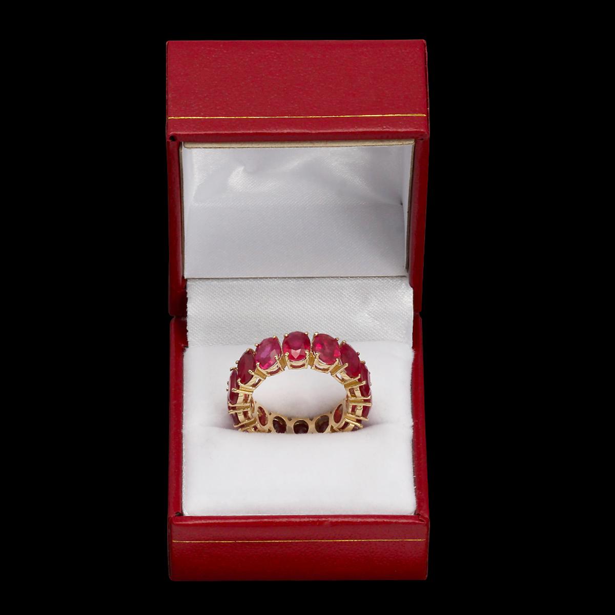 14K Yellow Gold 11.26ct Ruby Eternity Band Ring