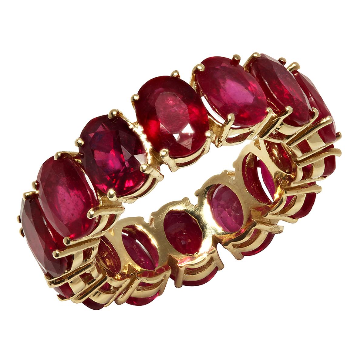 14K Yellow Gold 11.26ct Ruby Eternity Band Ring