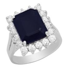 14k White Gold 5.05ct Sapphire 0.91ct Diamond Ring