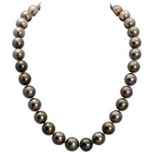 12-14.5mm Natural Black Pearl Necklace