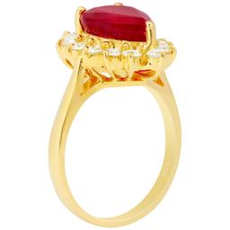 14k Yellow Gold 3.59ct Ruby 0.79ct Diamond Ring