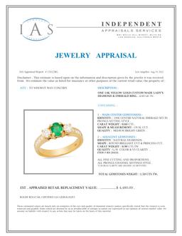 14K Yellow Gold Setting with 0.60ct Emerald and 0.90ct Diamond Ring